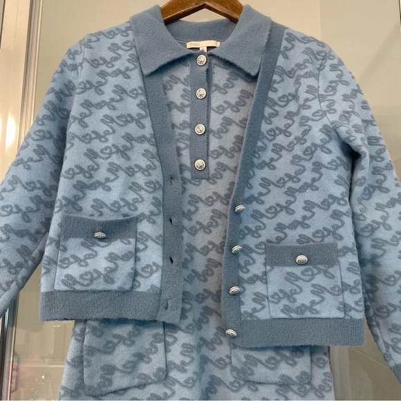 Maje Dresses Maje Moetic Jacquard Cardigan And Blue Roetic